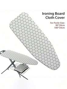 1 Piece Universal Ironing Board Cover, With Elastic Edge, Anti-Stain And Heat-Resistant, Thick Cotton Pad, Iron Heat Insulation Cover, Suitable For Ironing Board - Black and White - View 7