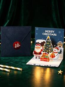 3D Pop‑Up Christmas Greeting Card, Cartoon Christmas Tree Message Card, Christmas Eve Gift, Corporate Blessing Card - multicolor - View 7
