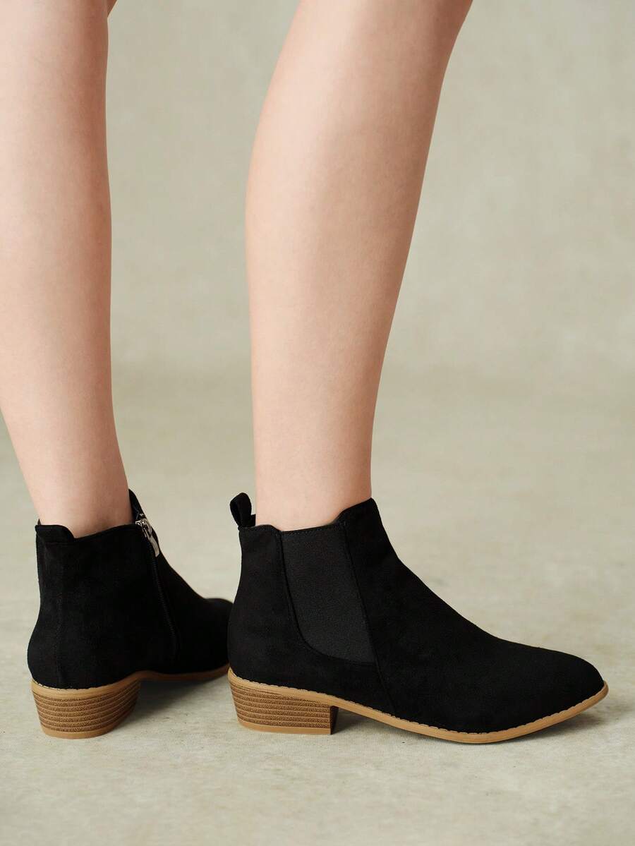Styleloop Ladies And Ankle Boots And Booties, One-Pedal Stretch Boots, Black Pointed Street Knight Boots - Black 0030 - View 1