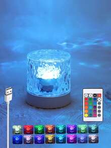 Cylindrical Christmas Projector Light, Rotating Water Ripple Dynamic Effect, USB Powered, 16‑Colors With Remote, 3‑Color /16‑Color Selectable, Creative Rotating Projection Ambience Night Light For Living Room, Bedroom Decor & Christmas - Cylindrical Water Ripple Atmosphere Light - View 3