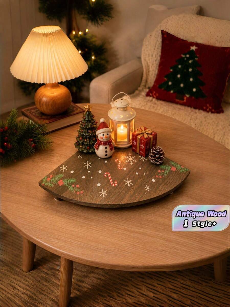 1PC Christmas Edition Compact SolidWood MultiUse SpaceSaving WallMount EasyInstall Sturdy Durable WaterResistant ScratchProof NonSlip Vintage Corner DisplayRack StorageOrganizer Shelf For Kitchen Coffee Bar Bathroom - Multicolor - View 1