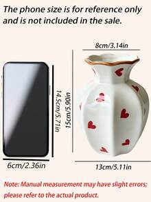 Hand-Painted Heart Ceramic Vase, Ins Style High-End Tabletop Water Flower Vase, Flower Arranging Decor Ornament For Living Room Household Decoration - Love vase - View 4