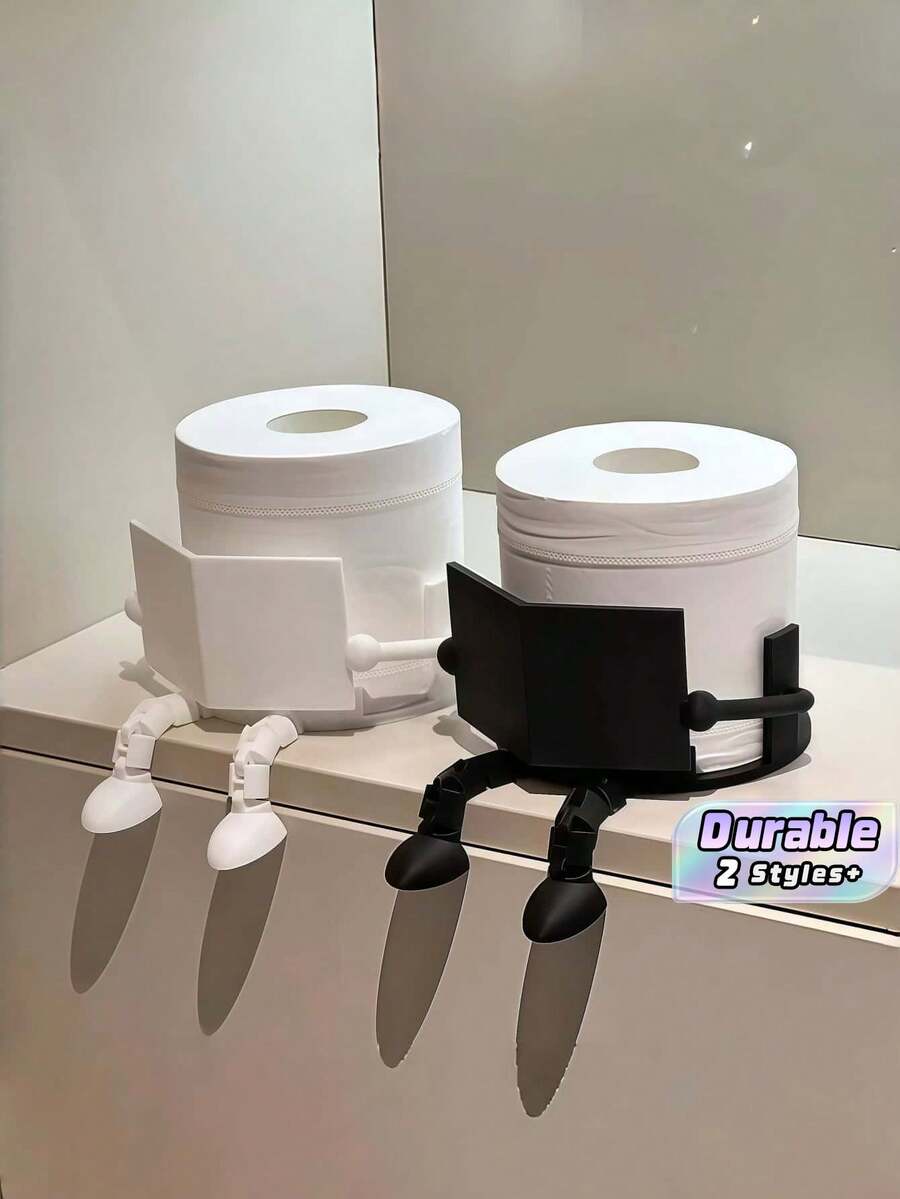 Funny 3D Printed Reading Buddy Roll Paper Holder Creative Novelty Tissue Stand Decorative Figurine Home Bathroom Desk Ornament - Multicolor - View 1