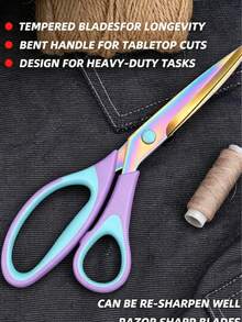 1pc /3pcs Household Tailor Scissors, Sewing Shears, Multi-Functional Handcraft Scissors, Office Scissors, Stainless Steel Titanium Plated Colorful Scissors, Hardened Sharp Blades, Ergonomic Design - blue-purple - View 6