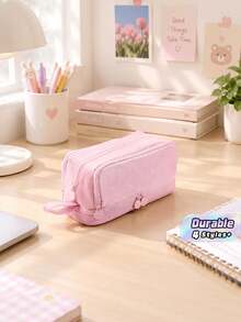 A Dual-Layer Protective Pencil Case And A Multi-Functional, Large-Capacity Pen Pouch. The Stationery Bag Features Multiple Compartments, Making It Suitable For Storing Office Supplies, Study Tools, School Materials, And Desktop Organizers. - Single Piece - View 1