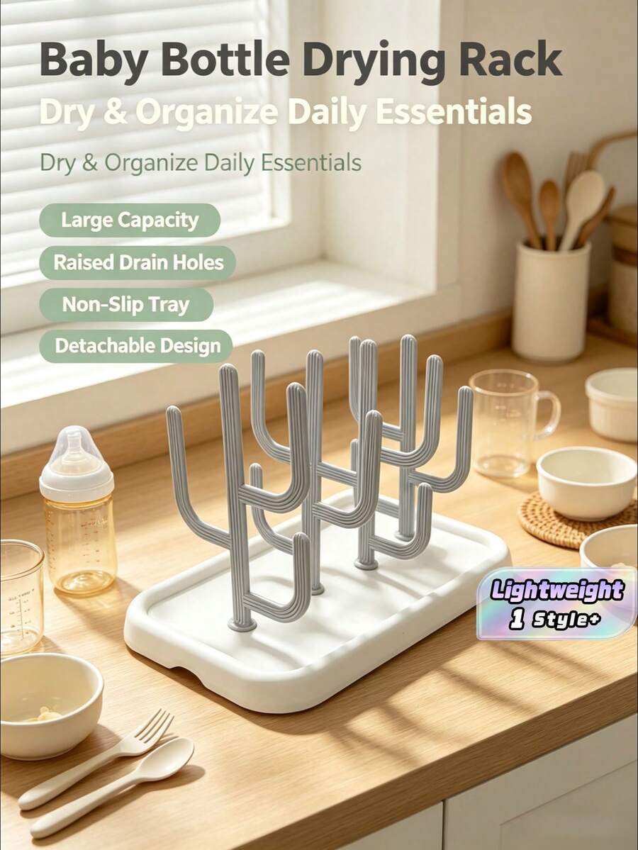 1PC Creative Cactus Cup Drying Rack Kitchen Bottle Drainer Plastic Storage Holder For Baby Milk Bottles Home Organizer Countertop Shelf - Multicolor - View 1