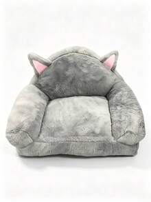 PETSIN Cute Cat Sofa Bed For Indoor Cats, Ultra Soft Plush Calming Cat Couch With Cat Ear Design, Fluffy Warm Pet Bed, Non‑Slip Small Dog Bed For Kitten Puppy Small Pets, Gray - Grey big rabbit fur cat ear sofa - View 8