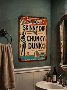 1件復古泳池語錄錫製標誌，We Don't Skinny Dip We Chunky Dunk 牆面裝飾牌，復古夏季泳池邊裝飾，12x8英吋 - 1PC - 查看 5