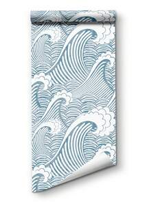 1 Buah Wallpaper Perekat Diri, Dapat Dilepas, Tahan Air, Motif Gelombang Jepang, Mural Dinding untuk Ruang Tamu dan Kamar Tidur, Renovasi Mudah Dikupas dan Ditempel, Tahan Lama, PVC Vinyl, Tahan Lembap, Tahan Gores, Dekorasi Rumah, Ramah untuk Apartemen Sewa - Beraneka warna - View 7
