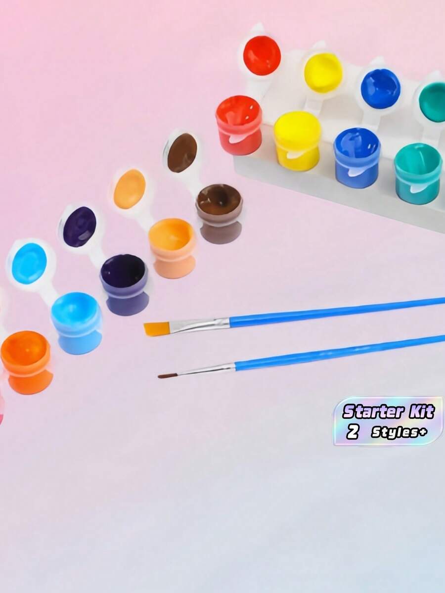 Excellent Quality Acrylic Paint Set With Brushes For Students Art Painting And Drawing School Supplies Vibrant Colors Washable Quick Drying - Multicolor - View 1