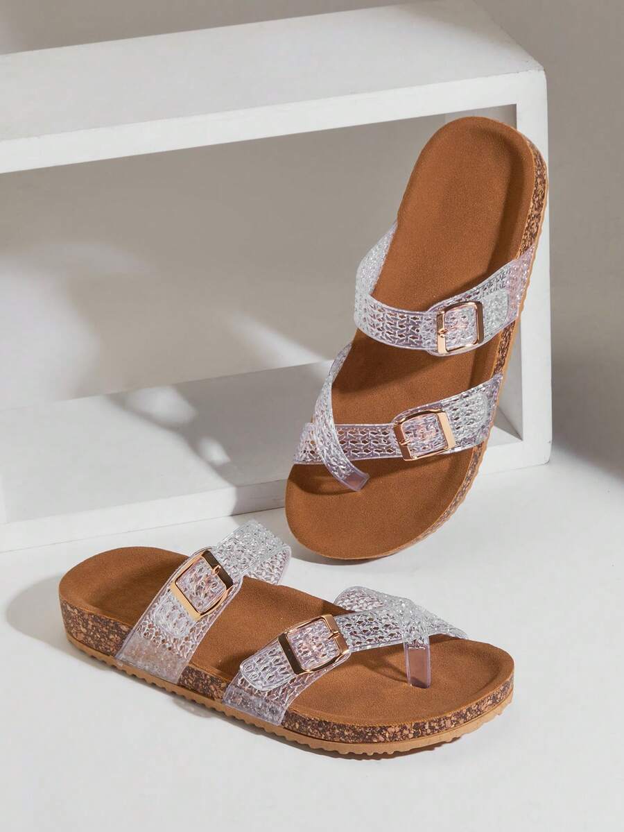 VACAZURE Women's Fisherman Clear Jelly Mesh Beach Flat Sandals– Soft & Vacation-Ready - Clear - View 1