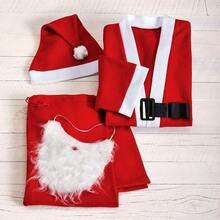 Setelan Santa Merah dari Kain Felt Ukuran Dewasa 5 Potong, Kostum Santa Sekali Pakai dari Kain Non-Woven untuk Dekorasi Natal, Pakaian Santa Pria, Cocok untuk Pesta Natal, Acara Lari, dan Lainnya. - Merah - View 2
