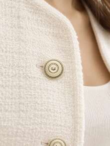 1 Pack 10 Pieces Premium Round Four‑Leaf Clover Resin‑Metal Composite Buttons Decorative Fasteners For Women Coats Windbreakers Suits Outerwear Hand‑Sewn Clothing Accessories - 10pcs - View 2