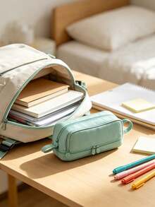 A Dual-Layer Protective Pencil Case And A Multi-Functional, Large-Capacity Pen Pouch. The Stationery Bag Features Multiple Compartments, Making It Suitable For Storing Office Supplies, Study Tools, School Materials, And Desktop Organizers. - Single Piece - View 9
