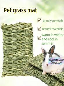 1PC Natural Grass Mat For Rabbits Guinea Pigs Hamsters, Breathable Moisture-Proof Cage Bedding, Pet Nest Supplies For Small Animals, Poultry, Indoor Outdoor Use - View 1