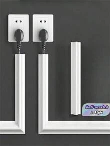 1 Roll Self-Adhesive Cable Protector, Designed For Power Cord Management, With White Base Cover To Avoid Cable Tangling On Floor, Wall And Desk - A - View 1