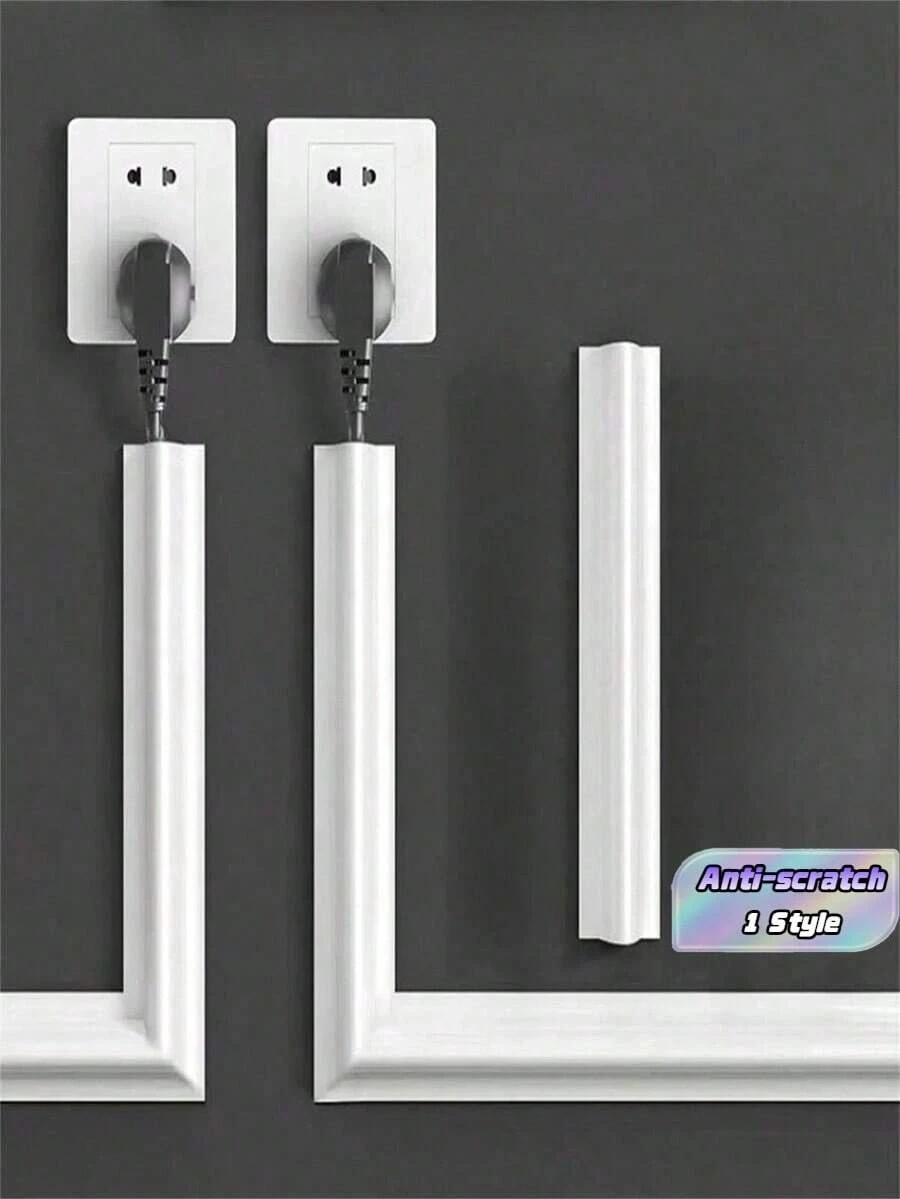 1 Roll Self-Adhesive Cable Protector, Designed For Power Cord Management, With White Base Cover To Avoid Cable Tangling On Floor, Wall And Desk - A - View 1