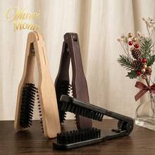 1pc V‑Shape Clamp Hair Straightener Brush, Wood Boar Bristle Comb, Professional Salon Home Hair Styling Tool For Sleek Straight Hair - Multicolor - View 10