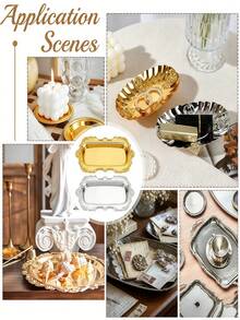 Ornate Embossed Metal Jewelry Tray – Vintage Gold & Silver Decorative Tray With Embossed Edges – Elegant Mirrored Jewelry Display Tray – Versatile Tray For Cosmetics, Skincare, And Candles – Home Vanity Decor And Storage - Multicolor - View 4