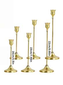 6PCS Gold Metal Trumpet Vase Candle Holder Set, Wedding Table Centerpiece Decor For Banquet Reception Party Dining Table Ornament - multicolor - View 7