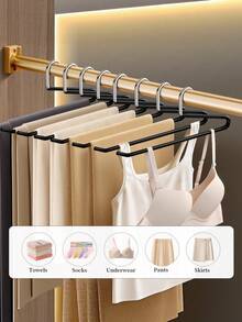 3Pcs Multi‑Layer Stainless Steel Non‑Slip Pants Hangers, Stackable Space‑Saving Closet Storage For Trousers Jeans Scarves - Multicolor - View 4
