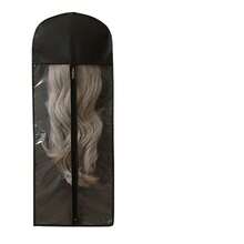 Wig Storage Bag With Hanger, Non‑Woven Dust Cover Zipper Wig Holder, Portable Hanging Wig Organizer For Hair Extensions, Black (Wig Not Included) - Black - View 5