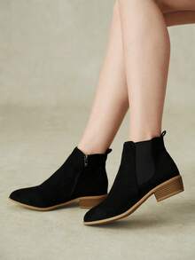 Styleloop Ladies And Ankle Boots And Booties, One-Pedal Stretch Boots, Black Pointed Street Knight Boots - Black 0030 - View 5