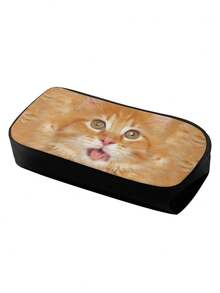 1 Buah Tempat Pensil Resleting Motif Kucing Oranye Kapasitas Besar Bahan Poliester untuk Pelajar, Sekolah, Kantor, Perjalanan, Organizer Kosmetik, Hadiah Lucu dan Praktis - Beraneka warna - View 4