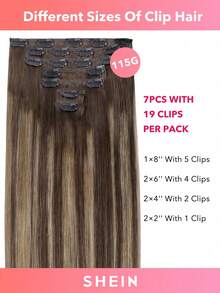 7PCS Straight Clip In Hair Extensions 100% Real Human Hair 14-24 Inch 115G Double Weft Invisible Clip Hair Extensions Remy Natural Human Hair For Women Girls Daily Use - S4/27/4 - View 3