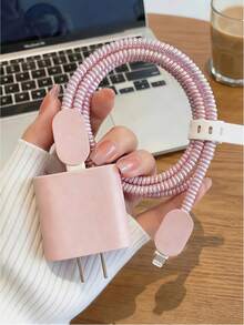 Teckwe 5-Piece Set: Leather Checkered Pattern-New Apple 20W Charger Case And Data Cable Protector For Phone 17/16/15/14 With Braided Cord To Prevent Breakage. - Multicolor - View 13