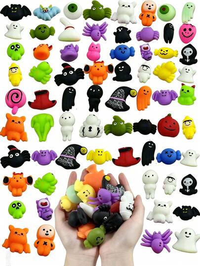 Muroi Mono 12/24/36PCS Mainan Mochi Mini Squishy Halloween, Karakter Laba-laba dan Kelelawar Lucu yang Menyeramkan, Figur Remas Lembut dari TPR, Boneka Kecil Kawaii, Suvenir Pesta & Pengisi Tas Hadiah Liburan untuk Anak-anak, Hadiah Trick or Treat untuk Anak-anak (Warna Acak)