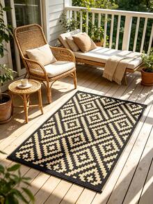 5ft X 8ft Waterproof Outdoor Rug, Reversible Plastic Straw Indoor Outdoor Patio Carpet For RV, Porch, Deck, Backyard, Camper, Balcony, Picnic, Grey And White - multicolor - View 7