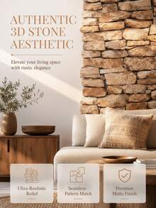 3D Retro Stone Texture Marble Wallpaper, For Living Room Background Wall, Bar, Restaurant & Cafe - brown - View 3