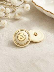 1 Pack 10 Pieces Premium Round Four‑Leaf Clover Resin‑Metal Composite Buttons Decorative Fasteners For Women Coats Windbreakers Suits Outerwear Hand‑Sewn Clothing Accessories - 10pcs - View 5