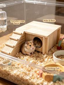Chew‑Resistant Hamster Climbing Training House, 2‑Room Hamster Habitat Decor With Ladder For Small Pet Enclosure - one-size - View 4