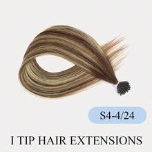 14-18吋 30G 人髮 I-Tip 接髮，S4-4/24 漸層挑染角蛋白 I-Tip 接髮，隱形接髮，萬聖節聖誕禮物，為細髮或薄髮增加豐盈度與長度 - S4-4/24 - 查看 19