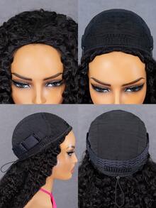 Wear & Go Burmese Curly Human Hair Half Wig 3 In 1 Drawstring Wig Beginner Friendly Flexible Fit Natural Blend Seamless Look 180% Density 14-16 Inch Bob & 18-26 Inch Long - SNatural - View 4