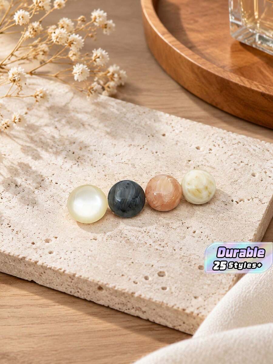 1 Pack 10 Pieces Round Cat‑Eye Stone Metal Buttons Premium Decorative Fasteners For Women Cardigans Knitwear Shirts Hand‑Sewn Clothing Accessories - 10pcs - View 1