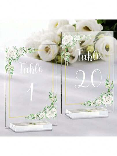 1 Números de mesa de boda de acrílico 1-10, con soporte, letrero transparente de 4x6 pulgadas, con impresión de número de mesa, 1 set de 10 piezas
