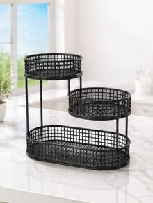 1 chiếc giỏ đựng trái cây bằng kim loại 3 tầng, giỏ lưu trữ sắt nhiều tầng, giỏ trưng bày và lưu trữ trái cây rau củ trên mặt bếp - Nhiều màu - Xem 5