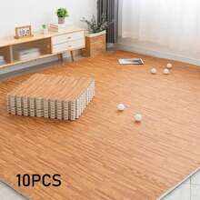 10 Pcs/Pack, 11.8 Inch, 1cm Thick High-Strength Interlocking Floor Mats, Wood Grain Pattern, Suitable For Living Room, Kitchen, Bedroom, Anti-Collision/Anti-Fall/Moisture-Proof, Puzzle Foam Flooring, Also Suitable For School, Gym, Yoga - Wood Grain Flooring - View 8