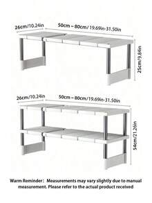 Estantería vertical, estructura de soporte de acero inoxidable, panel de plástico, longitud ajustable, adecuada para almacenamiento en la cocina, almacenamiento en el hogar, almacenamiento en dormitorios, almacenamiento de utensilios de cocina, decoración de habitaciones, adecuada para la cocina - Acero inoxidable + blanco - Ver 2