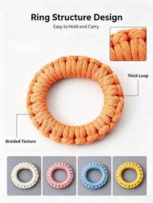 PETSIN Durable Cotton Rope Woven Ring Pet Toy; Cat And Dog Teething Rope Knot Ring; Interactive Chew Toy For Boredom Relief And Wear Resistance; Multiple Colors Available - Multicolor - View 6