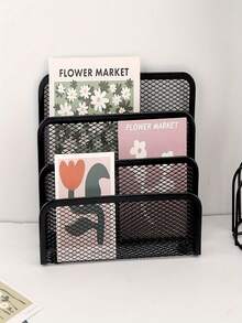 1pc Solid Multifunctional Wire Desk Organizer All In One Book Shelf File Tray Card Slot Freestanding Compact Vertical For Home Office Mail Letter Storage Space Saving Functional Convenient Practical Office Supplies Must Have - Multicolor - View 5