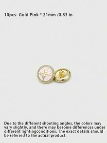 1 Pack 10 Pieces Oil‑Painted Round Buttons Delicate Colorful Swallow Rhinestone Inlaid Metal Decorative Fasteners For Sweaters Suits Coats Outerwear Hand‑Sewn Clothing Accessories - 10pcs - View 11
