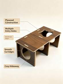 Brown Wooden Tunnel Hamster Cage Accessory, Solid Wood Platform Hamster Toy, Pet Habitat Landscape Decor Supplies - one-size - View 2