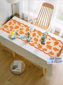 1 Buah Taplak Meja Runner Daun Maple Renda Oranye 13x72 Inci Dekorasi Musim Gugur Panen Thanksgiving Bahan Kain Poliester untuk Dapur Ruang Makan Gaya Farmhouse Pesta Rumah - beraneka warna - View 1