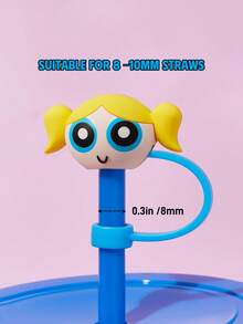 THE POWERPUFF GIRLS X SHEIN 0.4 Inch/10cm 3D Straw Covers, Dust-Proof Straw Covers, Suitable For 8-10mm Straws, Flower, Bubble, Buttercup Patterns (Straws Not Included), Y2K - Multicolor - View 6
