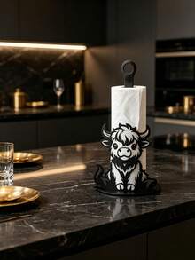 Exquisite Shovel-Shaped Paper Towel Holder, Black Wrought Iron Kitchen Decoration, This Paper Towel Roll Holder Requires No Installation And Is Suitable For Country-Style Home Decor Such As Dining Tables And Bedrooms. Durable Design. - 4 cattle - View 6