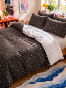 SHEIN 2/3 Piece Quilt Cover Set, Caramel Polka Dot Printing Bedding Set, Warm Room Decoration, Skin-Friendly And Breathable, Super Soft And Anti-Pilling, Quilt Cover + Pillowcase, No Quilt Core, Universal In All Seasons, Machine Washable - Multicolor - View 9